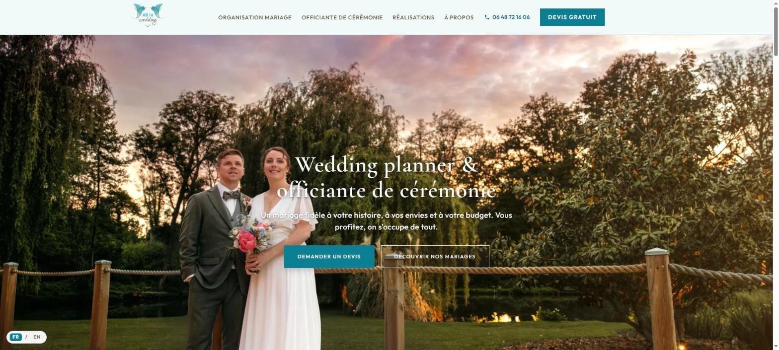 Site All in Wedding — accueil