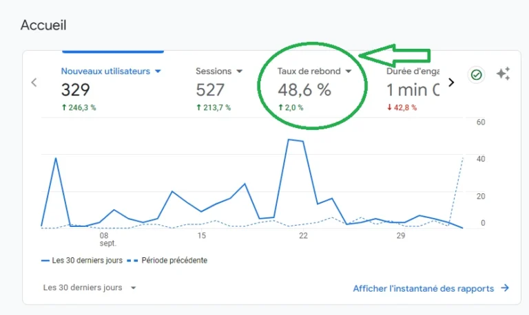 Taux de rebond sur Google Analytics